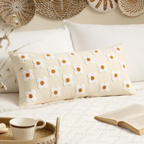 Vista 22 de EMEMA Juego de 2 fundas de cojín decorativas de jacquard, diseño de flores de sol, para sofá, cama, sala de estar, dormitorio, 16 x 16 pulgadas