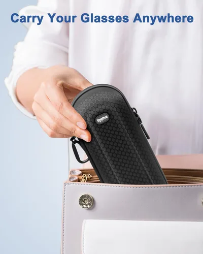 Vista 7 de Krypthos Estuche organizador de lentes de sol de viaje doble, bolsa de almacenamiento portátil de seguridad para hombres y mujeres, carcasa rígida