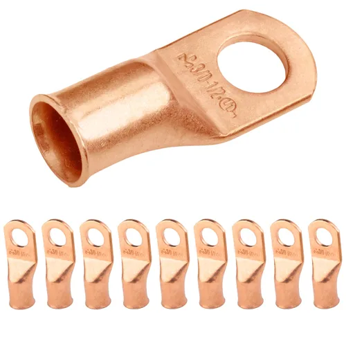 Vista 33 de SELTERM - 5 terminales de anillo resistentes para cable de batería, calibre 1/0 AWG, pernos de 1/2 pulgadas, terminales de calibre 0, ojales
