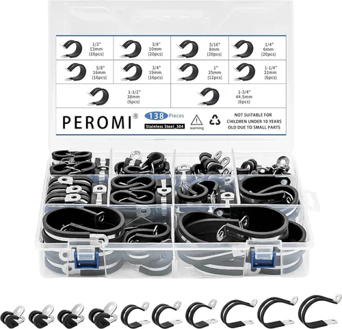 Vista 8 de 12 piezas de abrazaderas de cable dobles de 1-1/2" con refuerzo remachado actualizado, abrazaderas de tubo de bucle aislado con almohadilla de goma