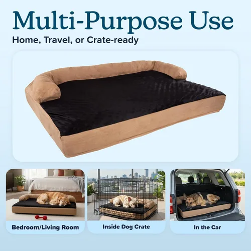 Vista 4 de PETMAKER Cama extragrande para perros, cama para mascotas de 45.5 x 32 pulgadas, sofá ortopédico de 3 capas con gel refrescante, espuma