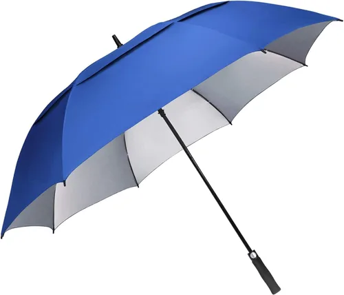 Vista 12 de G4Free 54/62/68 Pulgadas Paraguas de golf extragrande resistente al viento con protección UV, apertura automática, doble cubierta ventilada Azul