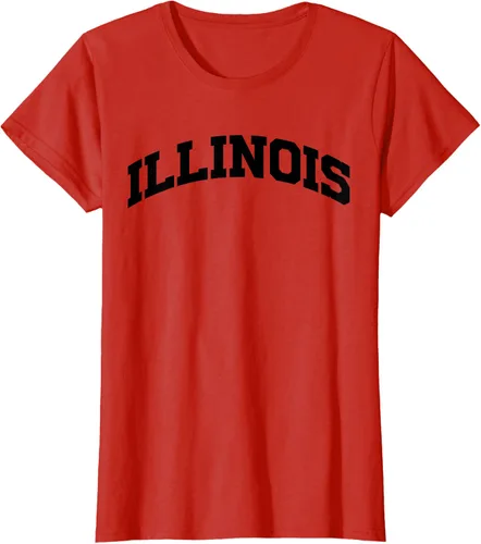 Vista 78 de Illinois Gift - Camiseta de diseño deportivo con texto universitario, gris, S