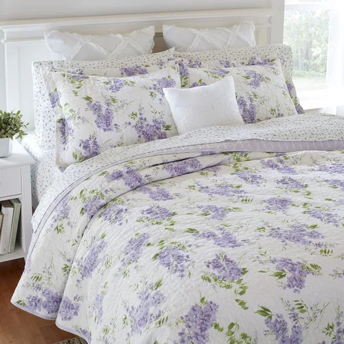Vista 10 de Laura Ashley - Juego de edredón individual, ropa de cama reversible de algodón con funda a juego, decoración ligera para todas las estaciones
