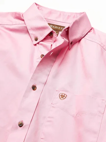 Vista 3 de ARIAT Camisa de sarga sólida para hombre, Rosa (Prism Pink)