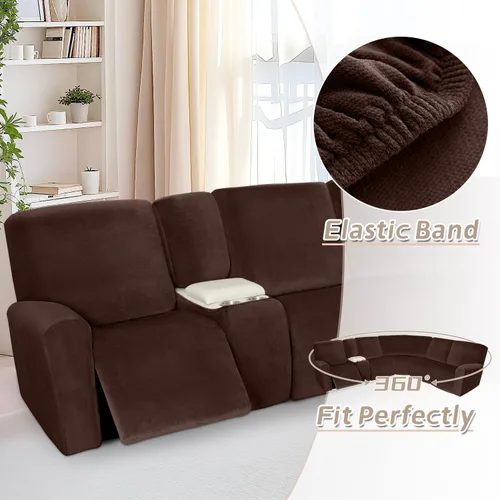 Vista 527 de Arfntevss Fundas de sofá seccional reclinable de terciopelo, Funda de sofá seccional de esquina para sofá reclinable, Funda elástica suave