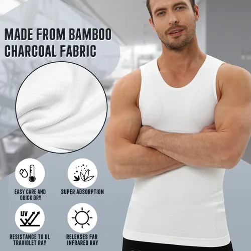 Vista 8 de Gynecomastia Compression Shirt for Men, Slimming Tank Top Undershirts, Mens Body Shaper Vest