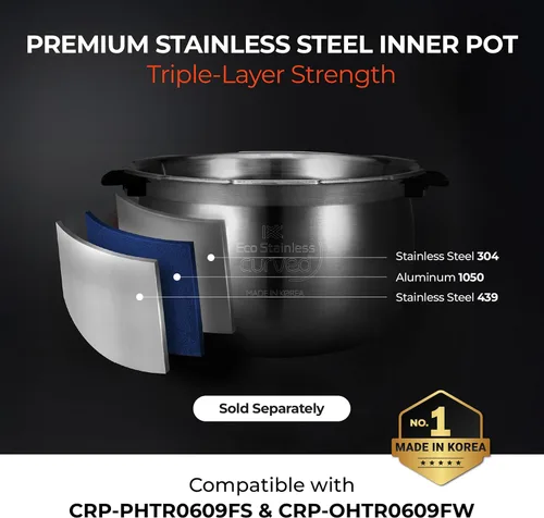 Vista 10 de CUCKOO Olla arrocera a presión doble de 6 tazas sin cocer / 12 tazas cocidas con tecnología de calentamiento por inducción, sistema de presión