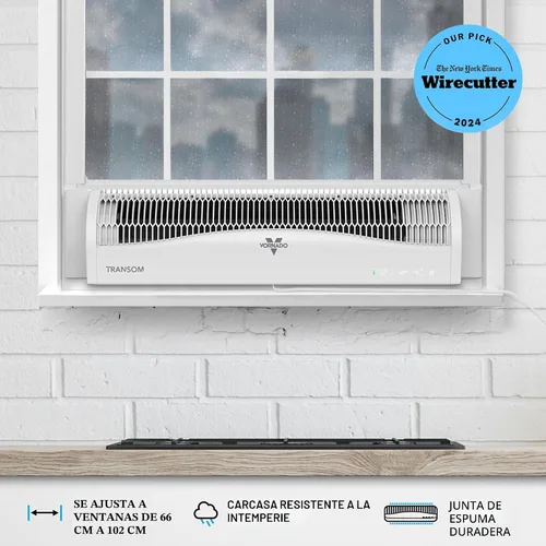 Vista 6 de [Usado] Ventilador de ventana Vornado TRANSOM con 4 velocidades, control remoto, modo de extracción reversible, carcasa resistente a la intemperie