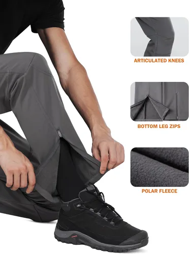 Vista 5 de Stlight Mens Snow Ski Waterproof Softshell Pants Winter Hiking Snowboard Fleece Lined Bottom Leg Zipper with 6 Zip Pockets