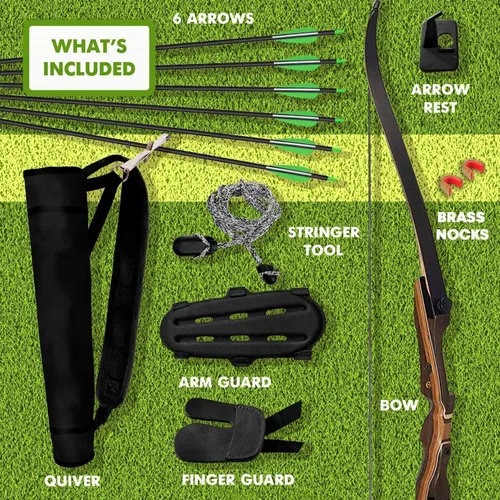 Vista 2 de Samick Sage Takedown - Juego de Arco Recurvo y Flecha - Juego Completo de Tiro con Arco Largo Listo para Usar de 62 Pulgadas - Incluye 6 Flechas