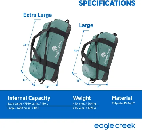 Vista 7 de Eagle Creek No importa qué bolsa de lona con ruedas, asa acolchada, correa de hombro extraíble y bolsillo frontal de acceso rápido, plegable, Savia