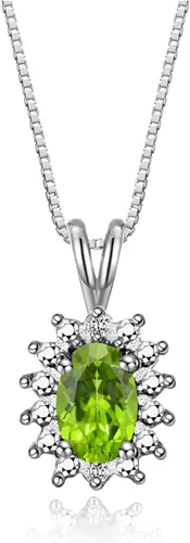 Vista 3 de Rylos Conjunto de piedra natal de plata esterlina para mujer anillo, pendiente y collar colgante. Piedras preciosas y diamantes genuinos, piedra