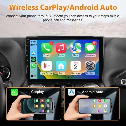 Vista 2 de AWESAFE - Radio de coche para Jeep Wrangler JK 2007-2018 Dodge Ram 8Core 64GB