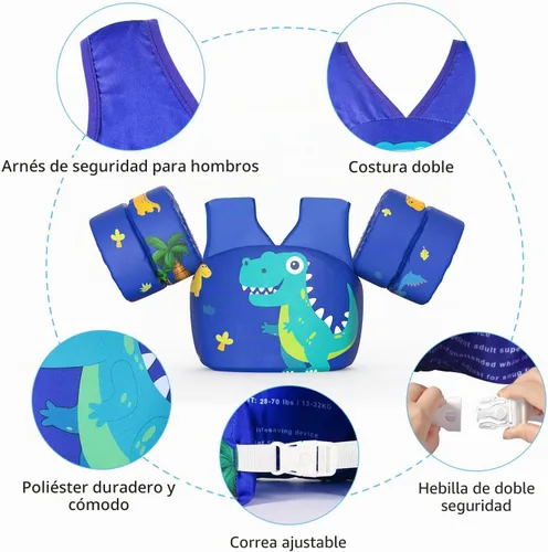 Vista 2 de DOOHALO Flotadores de natación para niños de 28 a 70 libras, chaleco flotante de hombro para niños de 2 a 8 años de edad, para niños y niñas, bebés