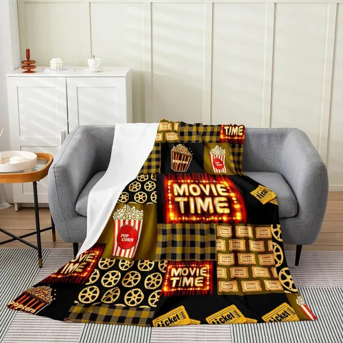 Vista 15 de Manta de felpa con diseño de palomitas de maíz, para niños, niñas, adolescentes, cine para todas las estaciones, manta de cama transpirable a