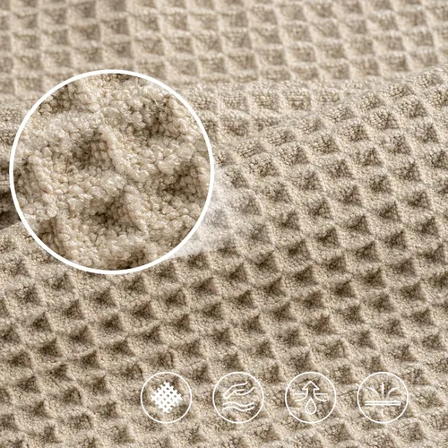 Vista 5 de POLYTE Sábanas de baño de microfibra de secado rápido de 430 GSM sin pelusas, 70 x 35 pulgadas, juego de 2 (tejido gofre)