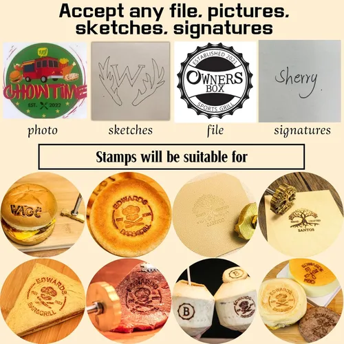Vista 2 de Hierro De Marca Hierro De Marca Personalizada Para Alimentos Sello Burger Buns Bonito Regalo Para Navidad Sello Personalizado Funciona Para La