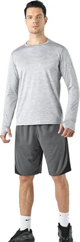 Vista 2 de Paquete de 3 camisetas de manga larga para hombre ajuste seco casual senderismo rendimiento atléticas activas con agujeros para el pulgar
