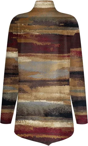 Vista 2 de Moda para mujer, a la moda, casual, de manga larga, cuello alto, holgada, holgada, túnica