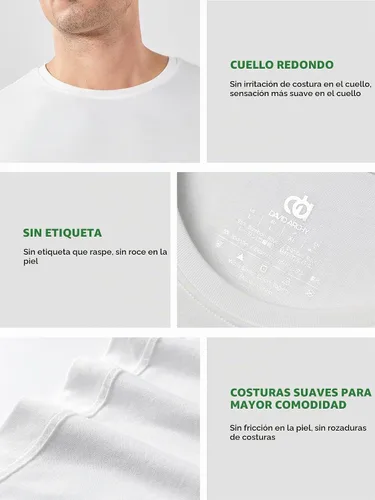 Vista 7 de DAVID ARCHY Paquete de 3/5 camisetas de cuello redondo transpirables
