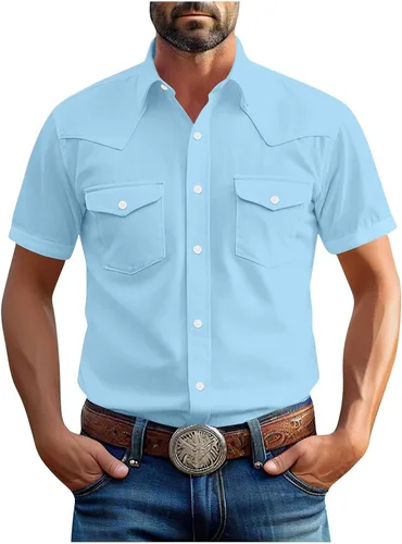 Vista 20 de Men's Short Sleeve Button Down Shirts Cargo Shirt Fashion Casual Summer Beach Shirts Business Work Basic Tee Tops