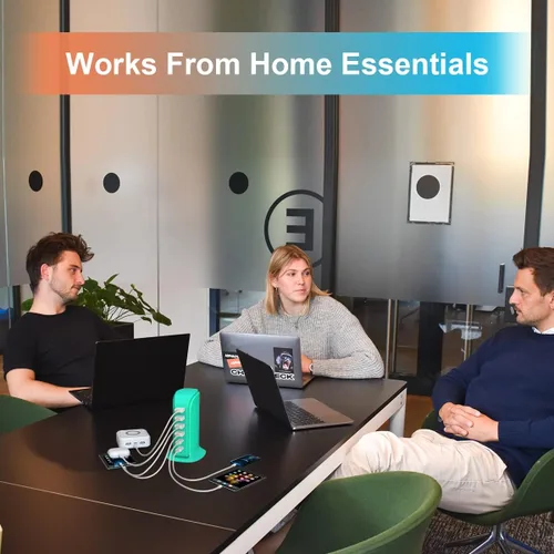 Vista 4 de Bloque de cargador USB Upoy, estación de carga para múltiples dispositivos Apple, tira de alimentación USB Hub múltiples puertos, adaptador