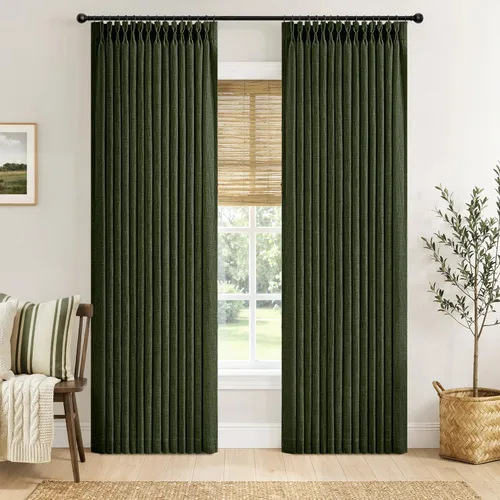 Vista 43 de MIULEE Cortinas de lino gruesas con pinzas plegadas de 96 pulgadas de largo, 2 paneles para sala de estar y dormitorio, cortinas de ventana Natural