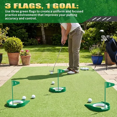 Vista 4 de Sotiff Práctica de práctica de golf con agujero de copa, accesorios de golf, putters de entrenamiento con bandera de plástico para adultos, oficina