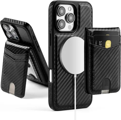 Vista 106 de SkyEagle - Funda tipo cartera compatible con MagSafe para iPhone 11, color negro Detachable Magnetic Credit Card Holder,RFID Blocking,PU