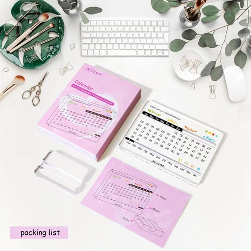 Vista 7 de Calendario de escritorio acrílico perpetuo – Bonita decoración moderna de oficina y regalos de oficina para compañeros de trabajo, mujeres y hombres