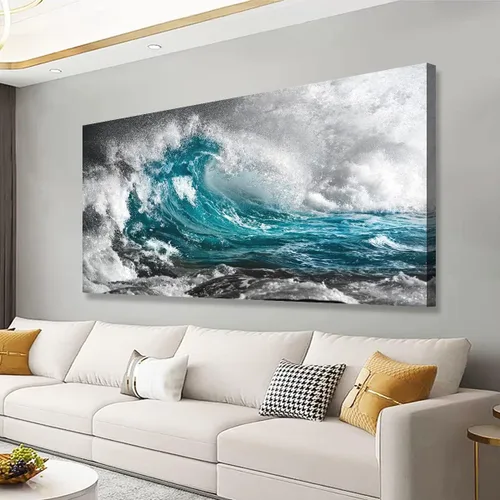 Vista 23 de Cuadros de Lienzo de la Costa de la Playa Arte de Pared para Sala de Estar Oficina Dormitorio Decoración de Pared, Impresiones de Arte de Pared