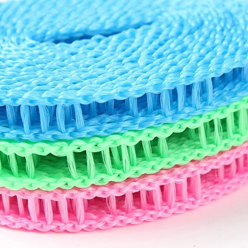 Vista 3 de ALINNA - Paquete de 3 tendederos de nailon resistente al viento, color rosa, azul, verde, cuerda de secado de ropa ajustable, línea de ropa