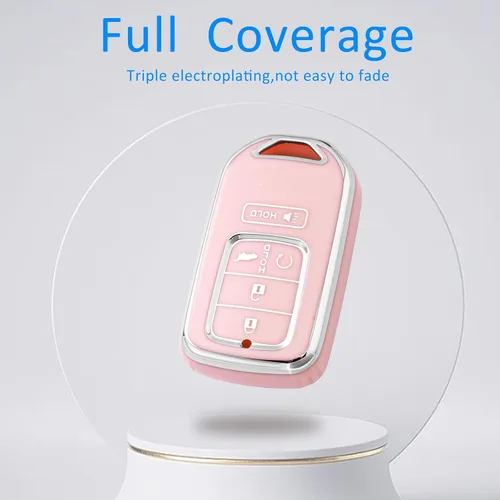 Vista 6 de Funda para llavero con llavero para Accord Civic CRV Pilot Passport Insight Rosa