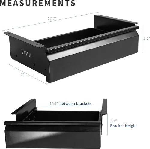 Vista 3 de VIVO DESK-AC03A-B - Cajón deslizante para debajo del escritorio de 16 pulgadas sin funda, organizador de almacenamiento de oficina en casa, negro