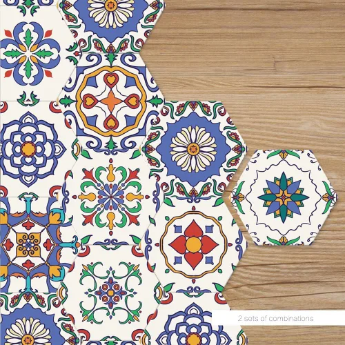 Vista 11 de Alwayspon 10 calcomanías hexagonales antideslizantes para el suelo, para decoración del hogar, despegar y pegar, autoadhesivas, para sala de estar