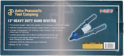 Vista 6 de Astro Pneumatic - Juego de pistola de remache de 1/4" y remachadora manual resistente