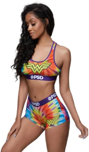 Vista 2 de PSD DC Comics - Brasier deportivo para mujer con espalda cruzada con tela de microfibra transpirable
