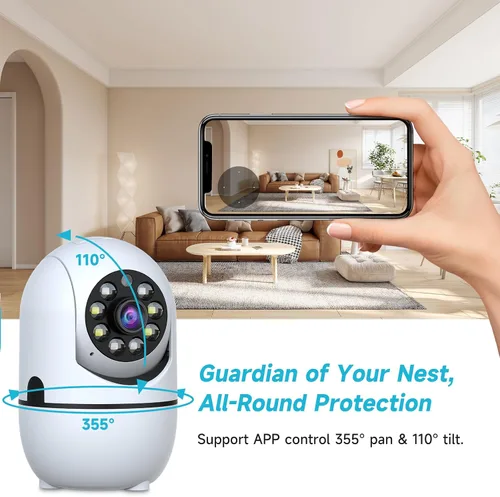 Vista 2 de JAIOTlink Cámara inalámbrica para interiores de 2 MP, cámara WiFi para mascotas con aplicación de teléfono, cámaras 1080P para seguridad en el hogar