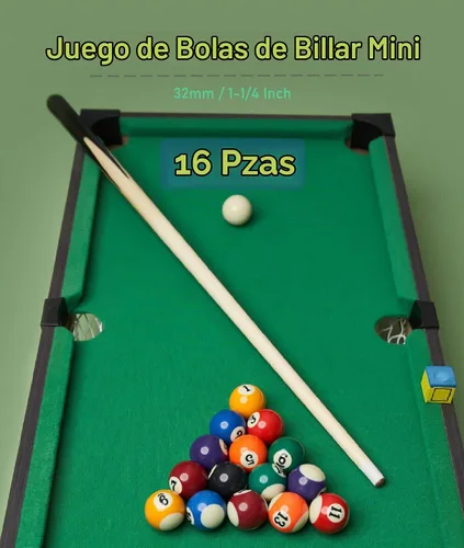 Vista 2 de Mini bolas de billar, juego de 16 bolas de billar, billar de mesa de billar de 1-1/4 pulgadas, mini bolas de billar de resina, bola de entrenamiento