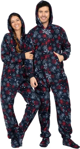 Vista 3 de Footed Pajamas - Sudadera familiar a juego de una pieza Suéteres de una pieza para niños, niñas, hombres, mujeres y mascotas Unisex