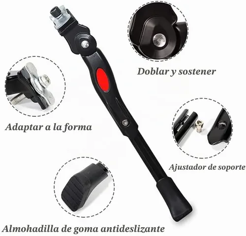 Vista 3 de Mesee Soporte de bicicleta de aleación de aluminio ajustable, soporte lateral para bicicleta, ajuste de 24 pulgadas, 26 pulgadas, neumático