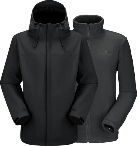 Vista 10 de CAMEL CROWN - Chaqueta de esquí para hombre 3 en 1, chaqueta de invierno impermeable para nieve, cortavientos, con capucha y forro polar cálido Azul