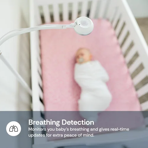 Vista 3 de Luna - Monitor de cámara de bebé WiFi de 2.4 GHz y soporte de piso, monitor de respiración infantil sin sensores, monitoreo inteligente de IA