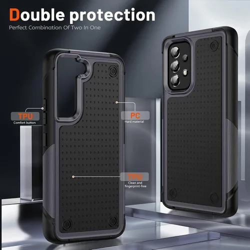Vista 131 de Jeylly Compatible con Samsung Galaxy A22 5G Funda, Funda Samsung A22 5G con 2pcs protectores de pantalla de vidrio templado