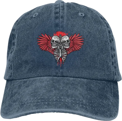 Vista 9 de Cowboy Hat Trendy Hats for Man and Women Djustable Four Season Outdoor Baseball Cap of Hell Skull with Angel Navy Blue