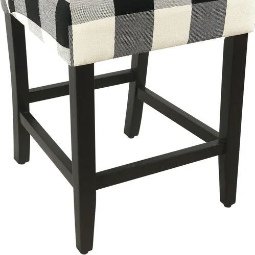 Vista 8 de [Usado] 'HomePop by Kinfine Taburete tapizado de tela para encimera, altura de encimera, 24 pulgadas, geométrico negro y crema