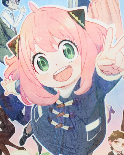 Vista 2 de Spy x Family Manga Anime Anya Loid Yor Forger Yuri Damian - Manta de forro polar suave Spy x Family Merch 60 x 45 pulgadas