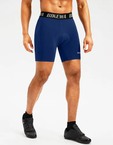 Vista 2 de Bikewa Ropa interior de ciclismo para hombre, con acolchado 3D, con bolsillos laterales