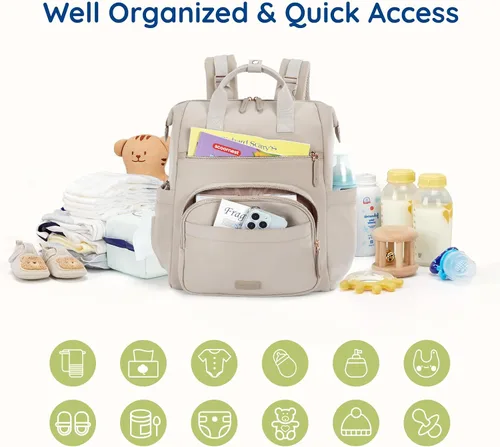 Vista 3 de mommore Mochila de neopreno para pañales de bebé, pequeña y ligera, resistente al agua, para niños y niñas, recién nacidos, con cambiador, correas
